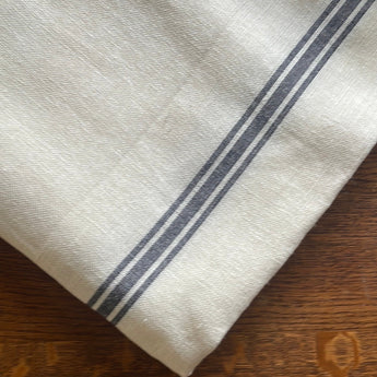 Large 100% French Linen Tablecloth Black Grain Stripe on White Linen Petite France Australia