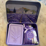 Savon Lavande et Fleurs de Lavande - Lavender Soap and lavender pouch in tin Esprit de Provence