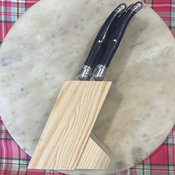 French Made Laguiole Steak Table Knife Set -6 Knives in Timber Block Roger Orfevre