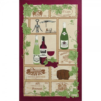 French Printed Millesime Wine Lovers Cotton Linen Tea Towel Large Beauville