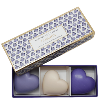 Provençal Gift Box Lavender Heart Shaped Soap - Coffret Savons Lavande