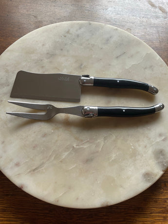 Laguoile French Cheese knife cleaver and fork set - Black Roger Orfevre