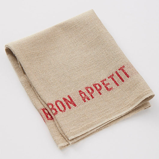 Serviettes Set of Six 100% French Linen Napkins Bon Appetit Rouge by Charvet Editions - Petite France Australia