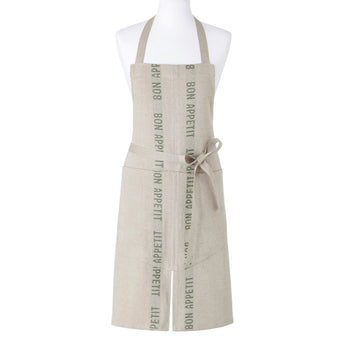 100% French Linen Apron with Bon Appetit in Khaki by Charvet Editions - Petite France Australia