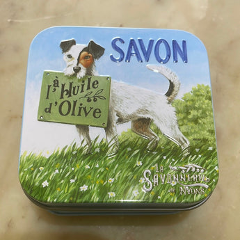 French Rose Soap with Jack Russel Farm Dog Bar Soap in Tin Petite France Australia