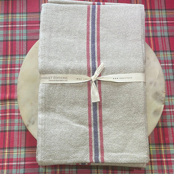 French Linen Kitchen Tea Towel Drapeau Naturel by Charvet Editions Charvet Editions