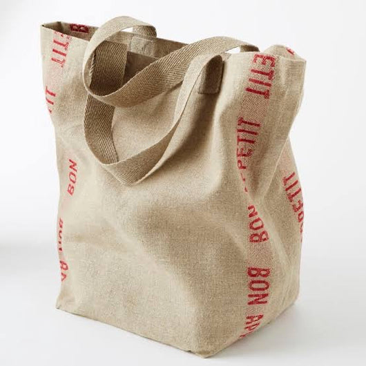 French Linen Tote Bag Sac Bon Appetit Lin Rouge by Charvet Editions Charvet Editions