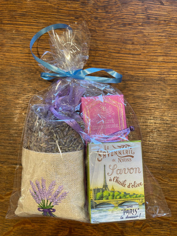 Provencal Gift Set - Hand Cream, Guest Soap and Lavender Pouch Petite France Australia