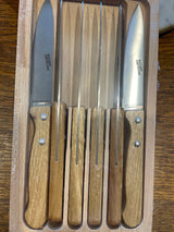 French Made Steak Knives Set x 6 - Oak wood Roger Orfevre
