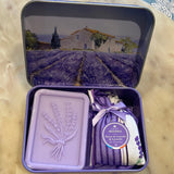 Savon Lavande et Fleurs de Lavande - Lavender Soap and lavender pouch in tin
