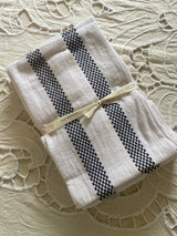 100% French Linen Kitchen Tea Towel Lustcru Blanc Noir by Charvet Editions Charvet Editions