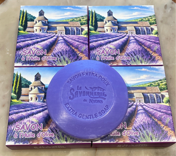Provençal Lavender Perfumed Soap in Countryside Chuch Provence Box 100g Savonnerie Nyons