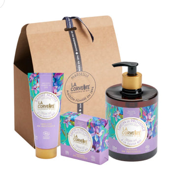 Organic Sage Bodycare Gift Set Jardins en Provence - Liquid and Bar soaps and Hand cream La Corvette