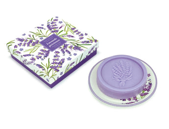 Provençal Lavender Scented Soap and Ceramic Soap Dish Gift Set