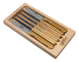 French Made Steak Knives Set x 6 - Oak wood Roger Orfevre
