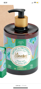 Organic Thyme Bodycare Gift Set Jardins en Provence - Liquid and Bar soaps and Hand cream La Corvette