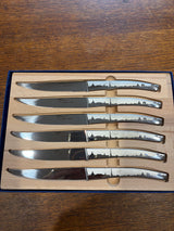 Paris Silhouette Stainless Steel Table Knives Set x 6 Roger Orfevre