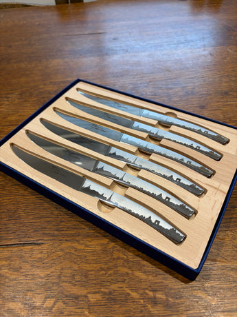 Paris Silhouette Stainless Steel Table Knives Set x 6 Roger Orfevre