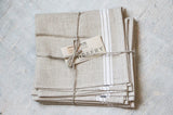100% French Linen Tea-towel White Stripe Natural
