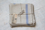 100% French Linen Tea-towel Blue Stripe Natural