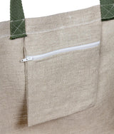 100% French Linen Tote Shopping Bag Natural Linen Blue Stripe