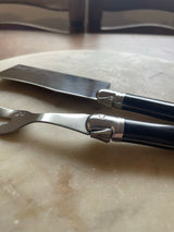 Laguoile French Cheese knife cleaver and fork set - Black