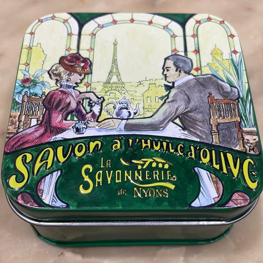 Lavender Bar Soap in Provençal Tin (Vintage Dinner in Paris design)