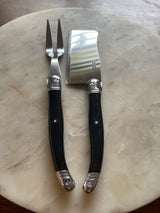 Laguoile French Cheese knife cleaver and fork set - Black