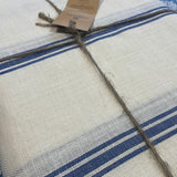 Large 100% French Linen Tablecloth Blue Grain Stripe White Linen