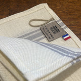 100% French Linen Tea-towel White Linen Grey Stripe