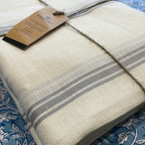 Large 100% French Linen Tablecloth Grey Grain Stripe White Linen