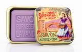 Lavender Bar Soap in Provençal Tin (Olive picking design) - Petite France Australia