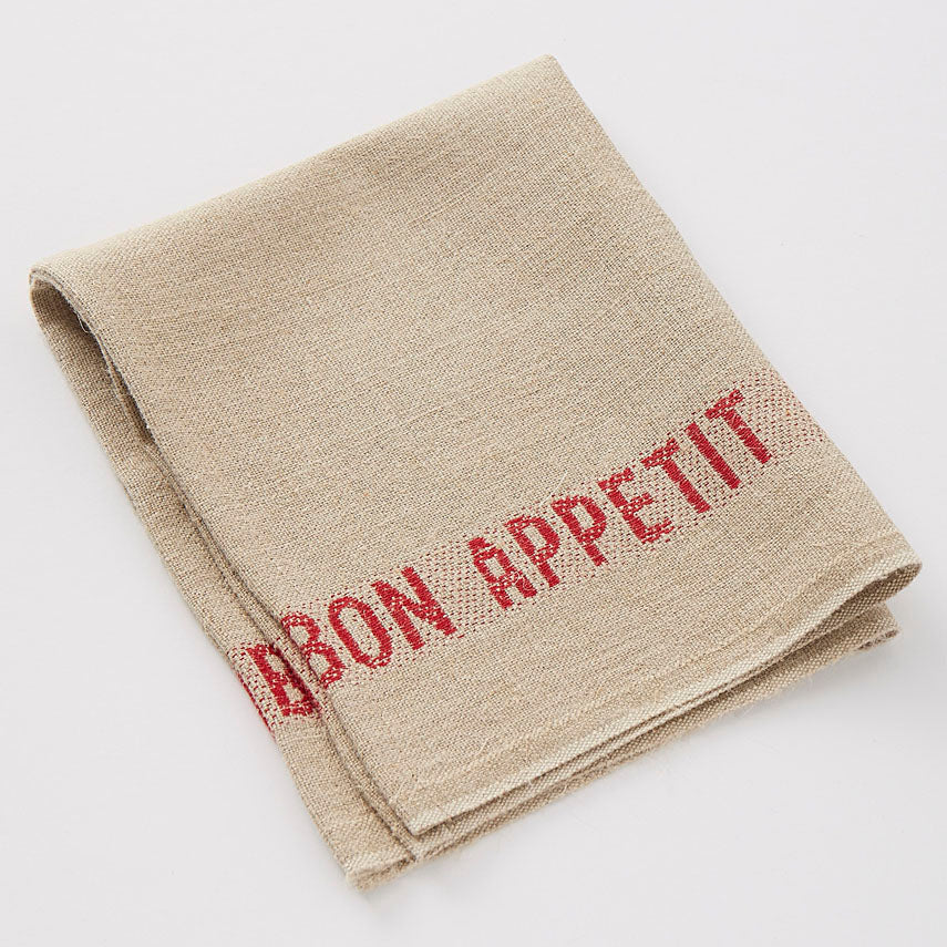 Serviettes Set of Six 100 French Linen Napkins Bon Appetit