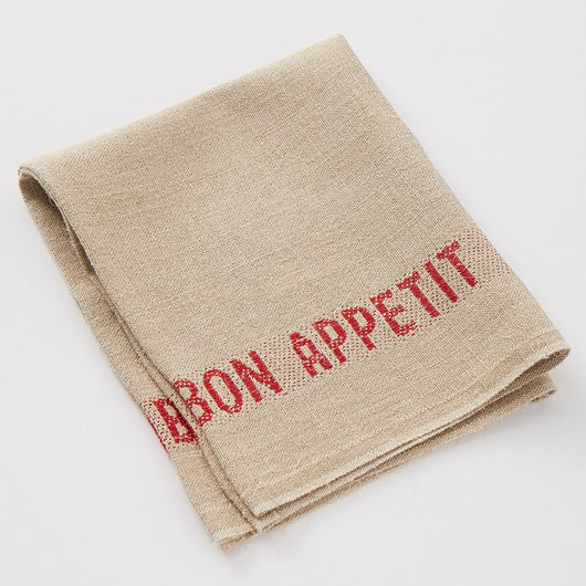 Serviettes Set of Six 100% French Linen Napkins Bon Appetit Rouge by Charvet Editions - Petite France Australia