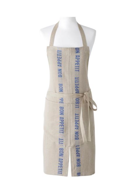 100% French Linen Apron with Bon Appetit in Blue by Charvet Editions - Petite France Australia