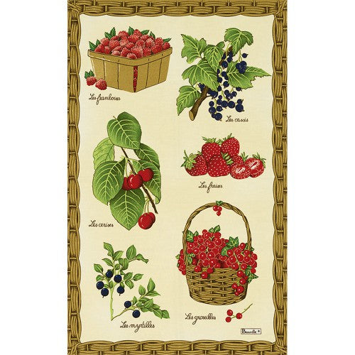 French Printed Red Fruits Tea Towel - Petite France Australia