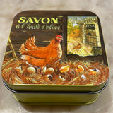 Verbena Bar Soap in Tin (Chickens in Barn design)