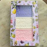 Set of Three Provençal Bar Soaps Lavender, Cotton Flower and Rose