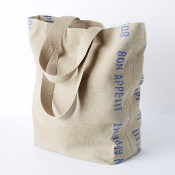 French Linen Tote Bag Sac Bon Appetit Lin Bleu by Charvet Editions