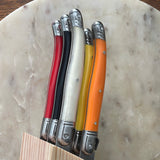French Made Laguiole Steak Table Knife Set -6 Knives Multicolour in Timber Block - Petite France Australia