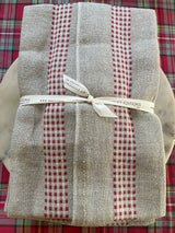 100% French Linen Kitchen Tea Towel Vichy Rouge by Charvet Editions