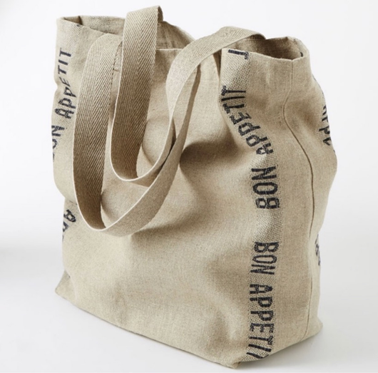 French Linen Tote Bag Sac Bon Appetit Lin Noir by Charvet Editions - Petite France Australia