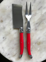 French Cheese knife cleaver and fork set - Red - Petite France Australia