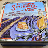 Four Provençal Bar Soaps in Large Lavender Fields Tin 4x100g