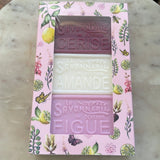 Set of Three Provençal Bar Soaps Cherry Almond and Fig