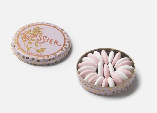 Pink Chocolate and White Candied Almonds in Tin by Boissier Paris Sweets Dragées Chocolat Rose & Amandes Blanches