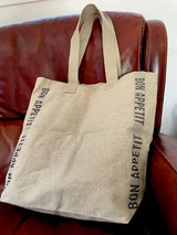 French Linen Tote Bag Sac Bon Appetit Lin Noir by Charvet Editions - Petite France Australia