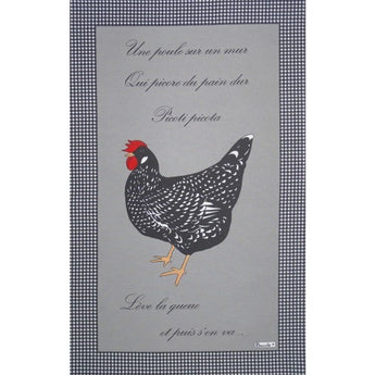 French Printed Picoti Poule Large Cotton Linen Tea Towel - Petite France Australia