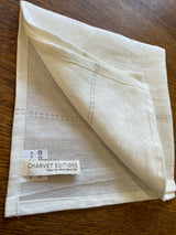 Serviettes Set of Six 100% French Linen Napkins Rythmo Blanc Ficelle by Charvet Editions - Petite France Australia
