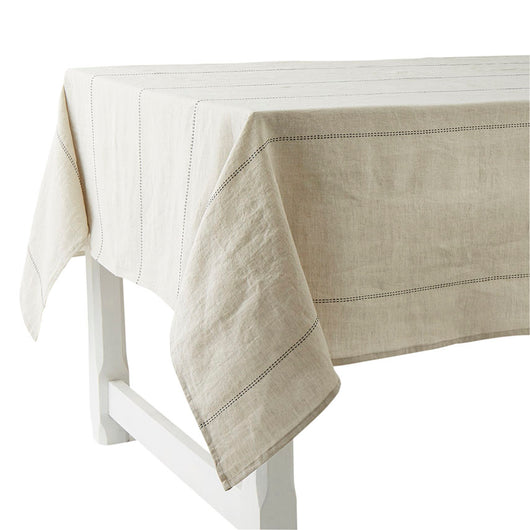 Large Tablecloth 100% French Linen Rythmo Noir by Charvet Editions - Petite France Australia